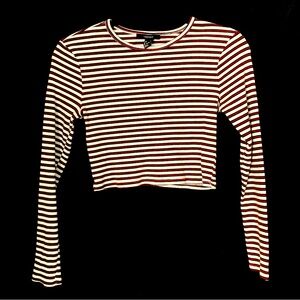 Forever 21 90’s Style Striped Cropped Long Sleeves Top